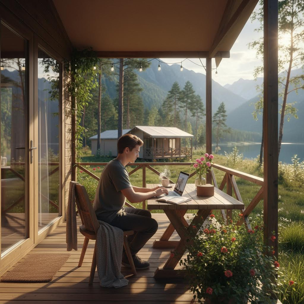 Онлайн-школа + глэмпинг: «Офис в лесу»